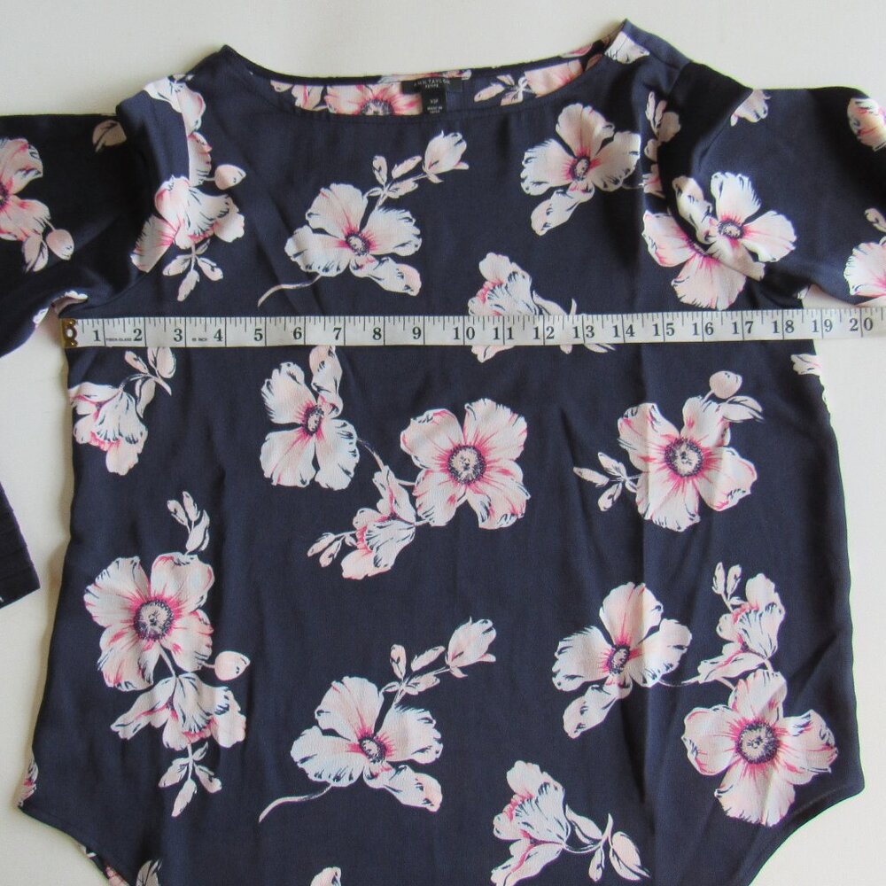 Ann Taylor Women's Boatneck Popover Floral Long Sleeve Top Blouse Size XS Petite - Picture 7 of 8